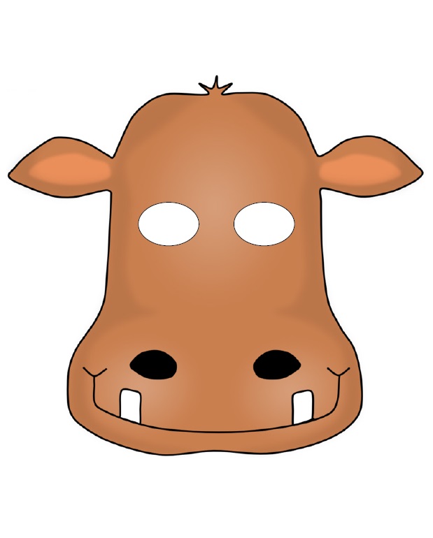 çocuklar için hazır kağıttan Su Aygırı maskesi şablonu